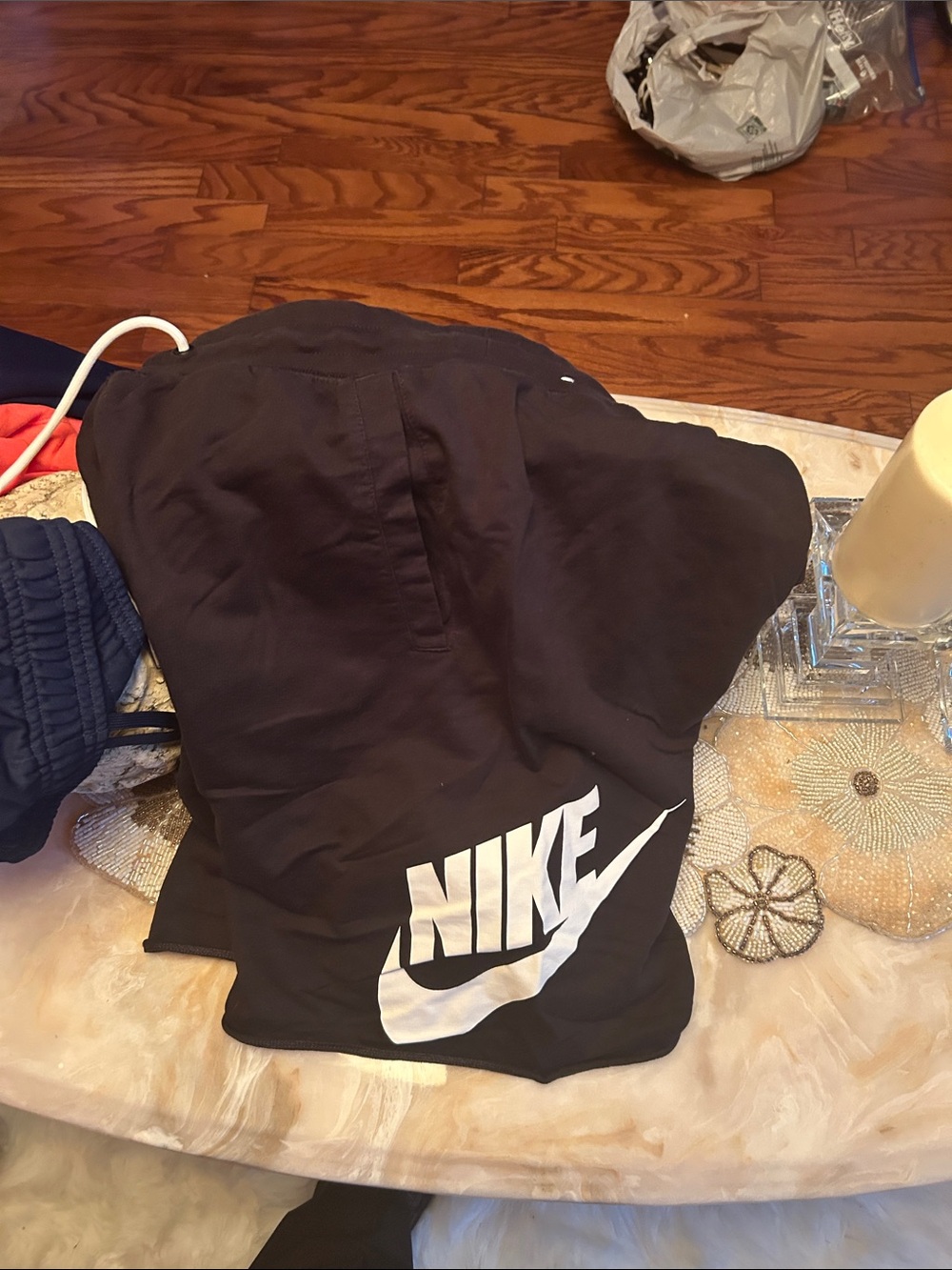 Nike Black Hooded Sweatshirt with White Logo Swoosh